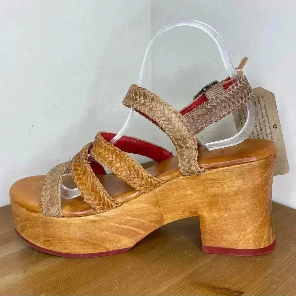 NEW Bed Stu Voicing Braided Leather Platform Sandals Size 9
